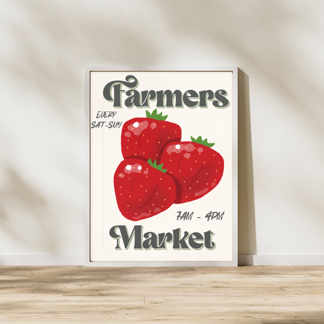 Farmers Market Strawberry Wall Print