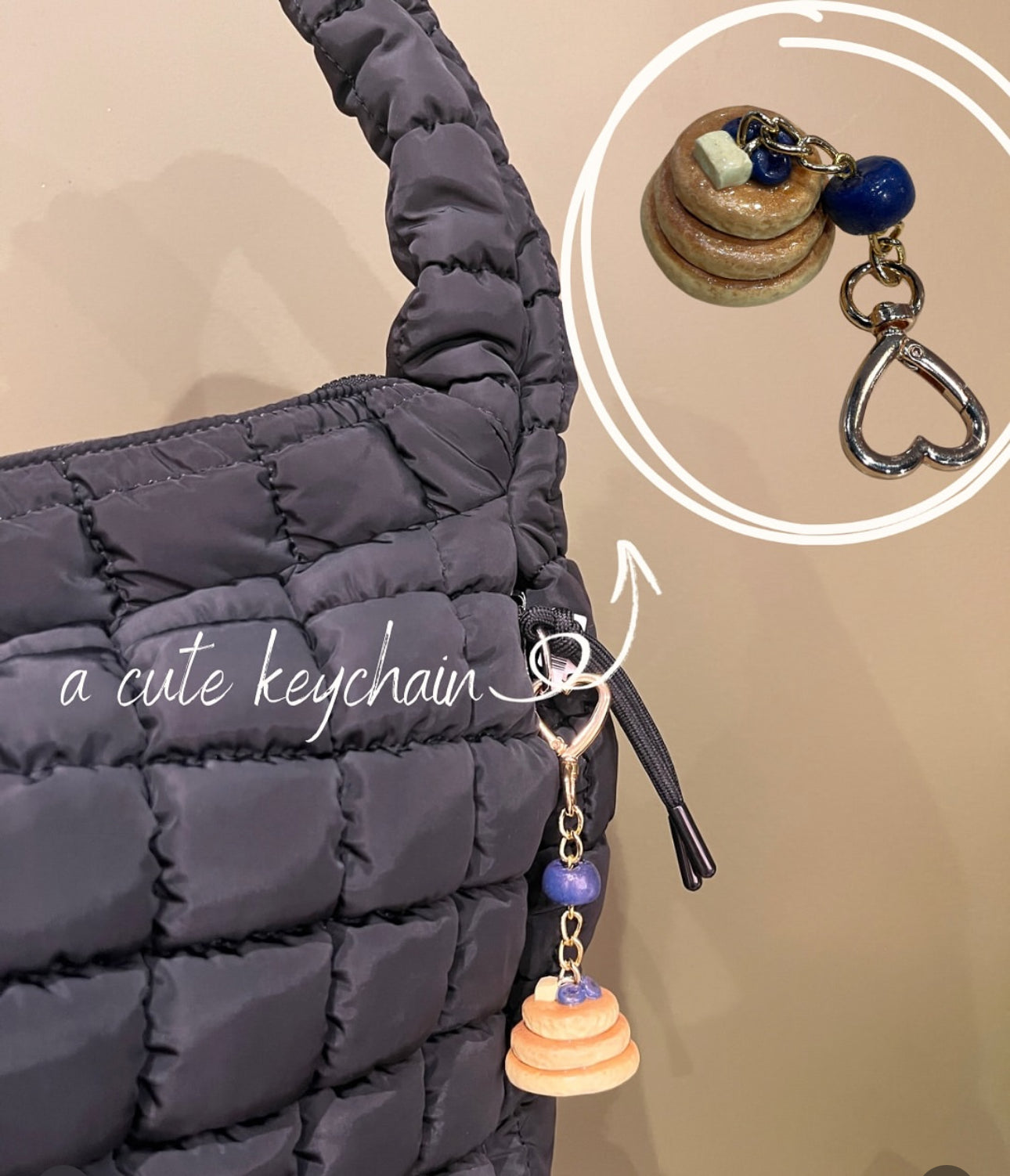 🫐 Blueberry Pancake Keychain with Heart Clasp ✨