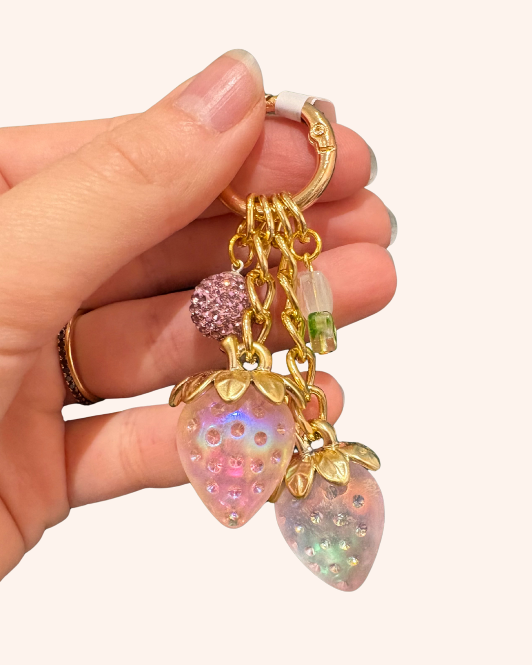 Iridescent Strawberry Keychains