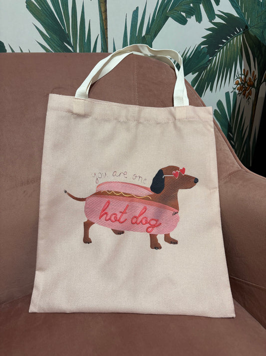 "You Are My Hot Dog " Dachshund Tote Bag