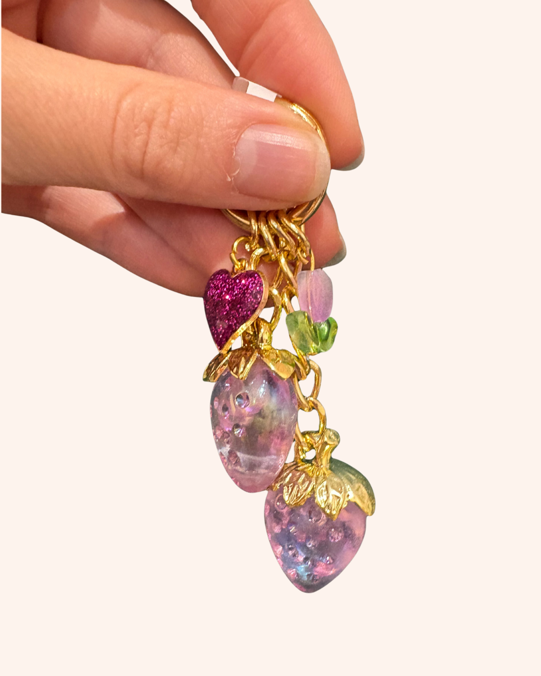 Iridescent Strawberry Keychains