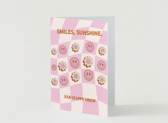 Smiley Face & Daisy Birthday Card
