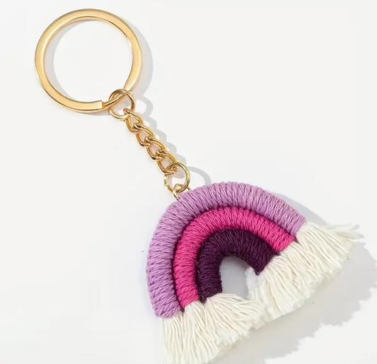 Purple Dream Macrame Rainbow Keychain