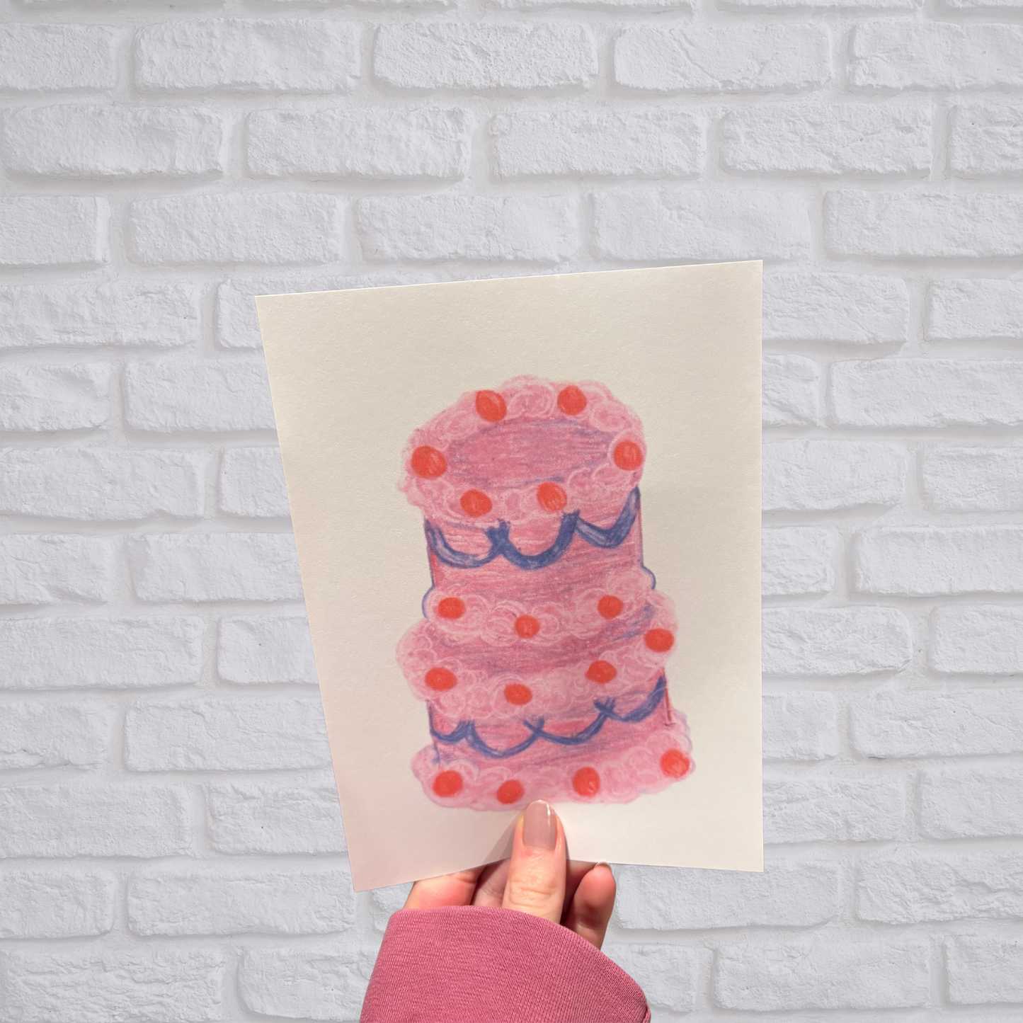 Chaotic Cherry Cake Wall Print